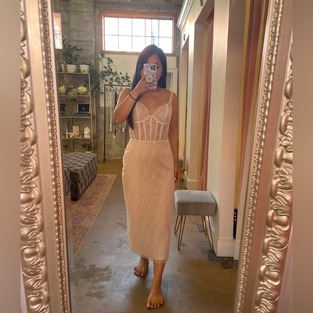 Justin Alexander Corset Embellished Midi Dress Size 6